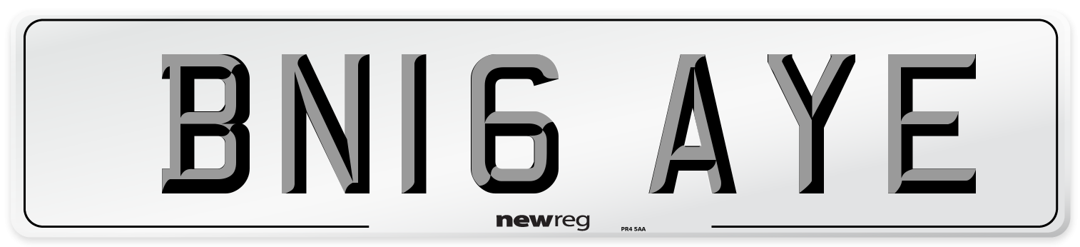 BN16 AYE Number Plate from New Reg